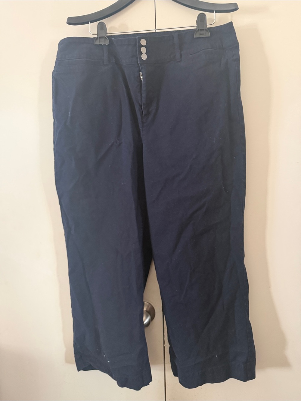 LOFT Navy Cropped Straight-Leg Pants